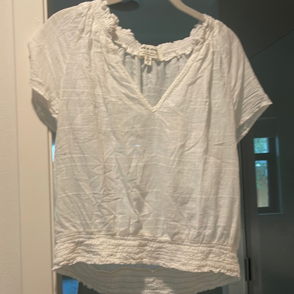 Anthropologie Cloth and stone white peasant top